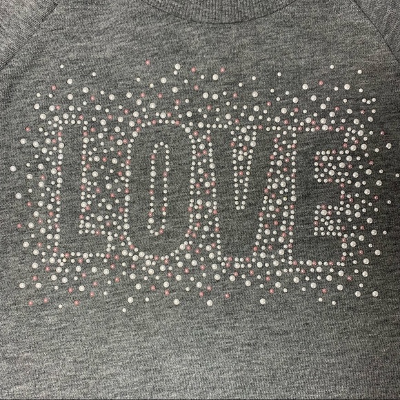 Epic Threads Pearl beaded 'Love' Bell sleeve sweatshirt; Girls LARGE - Picture 5 of 8